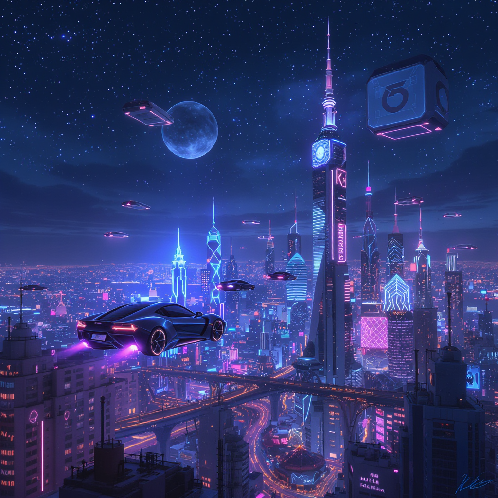 A Futuristic City Skyline With