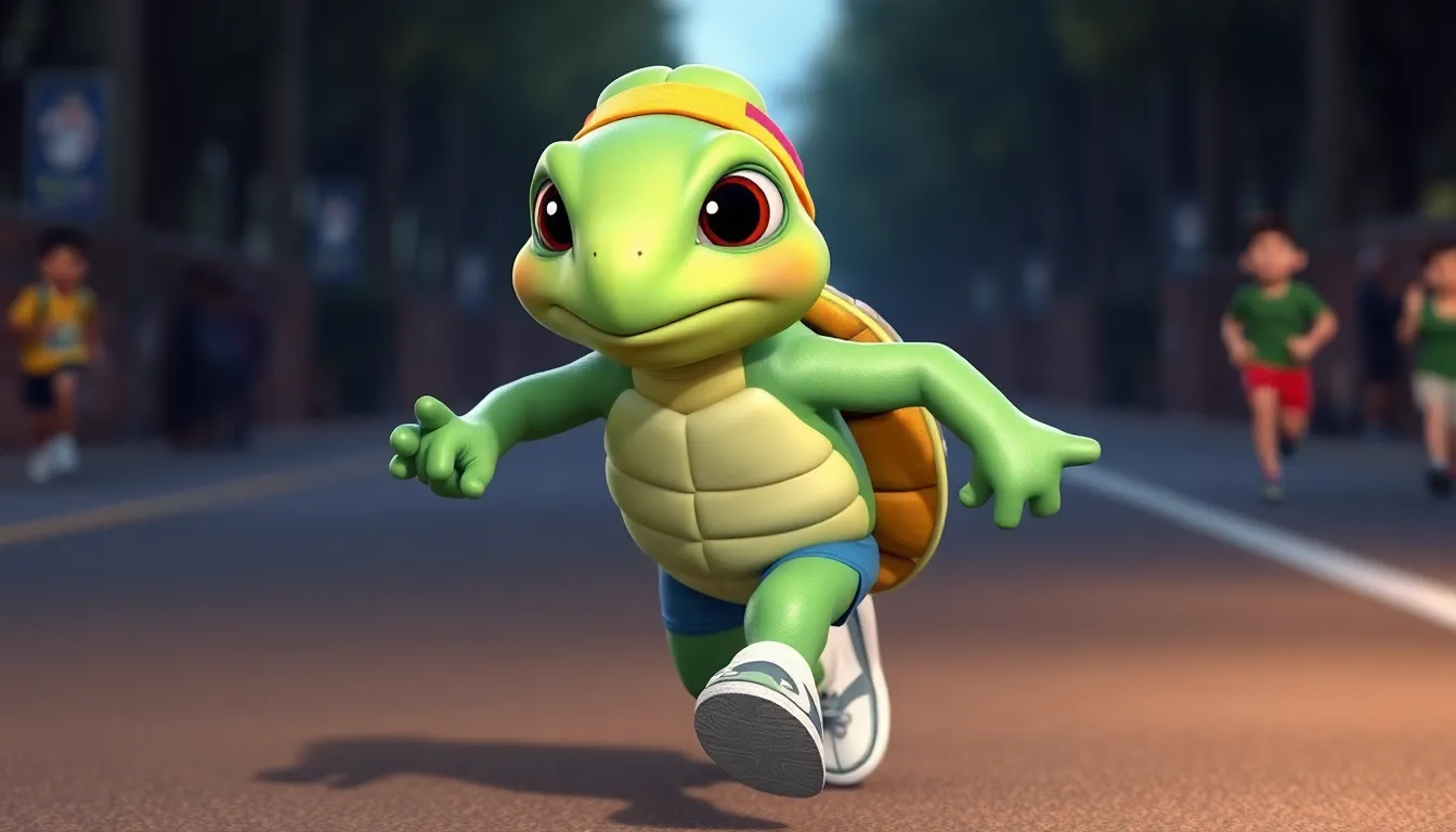 A Turtle Running A Marathon