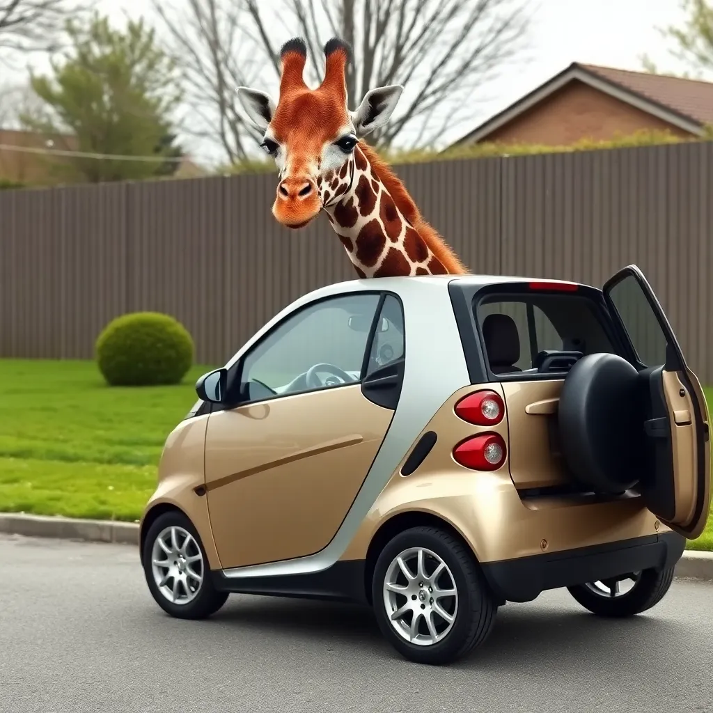 A Giraffe Trying To Fit