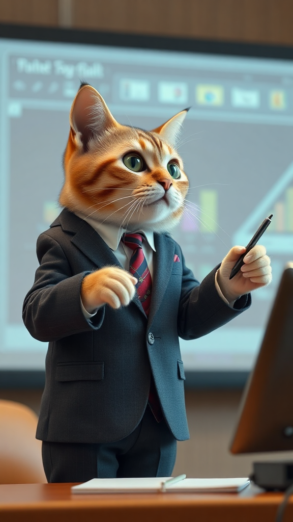 Cat Wearing Tiny Business Suit