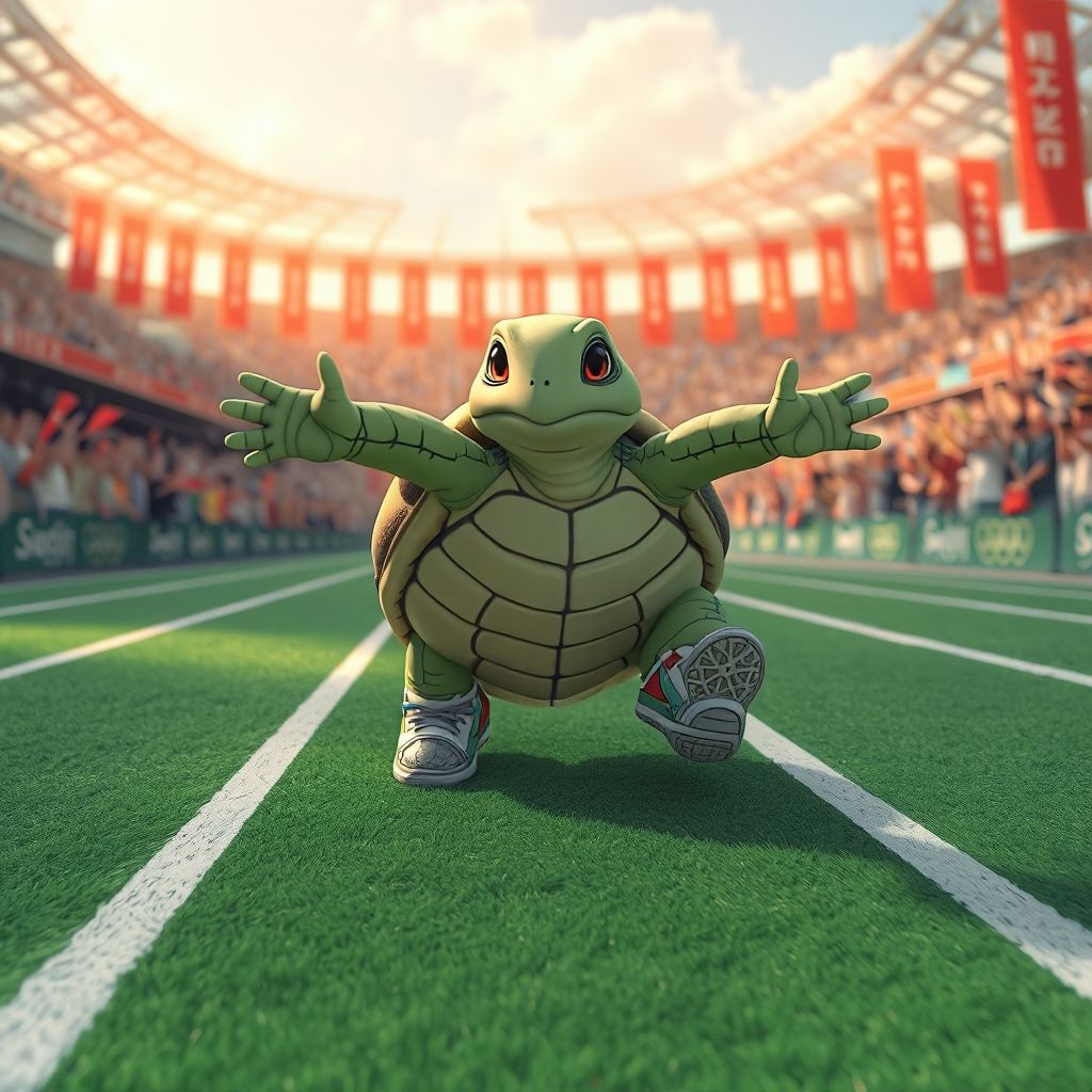 Turtle Winning Olympic Sprint Race