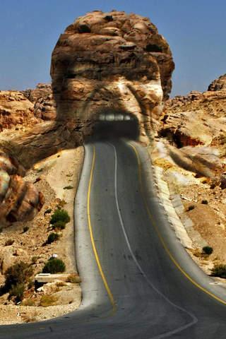 a man spat a road out of his mouth