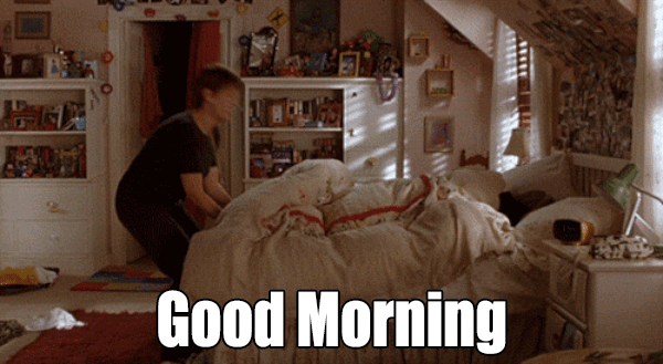 A mother waking up his son