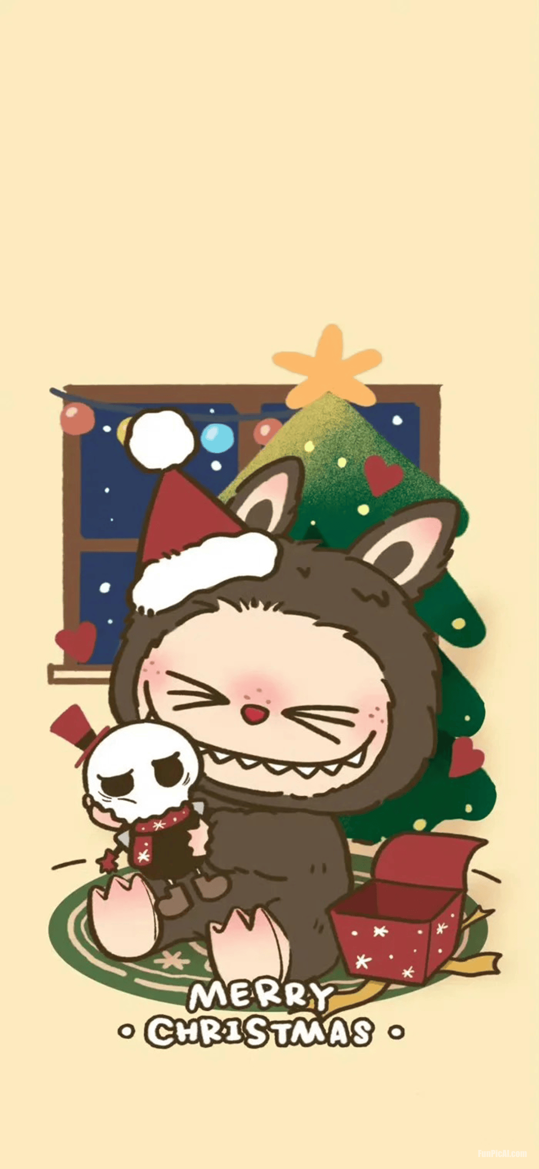 christmas labubu wallpaper
